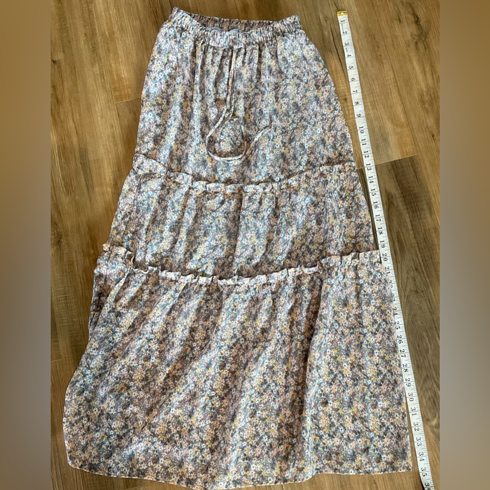 Sienna Sky Tiered Floral Maxi Skirt XS Elastic Waist